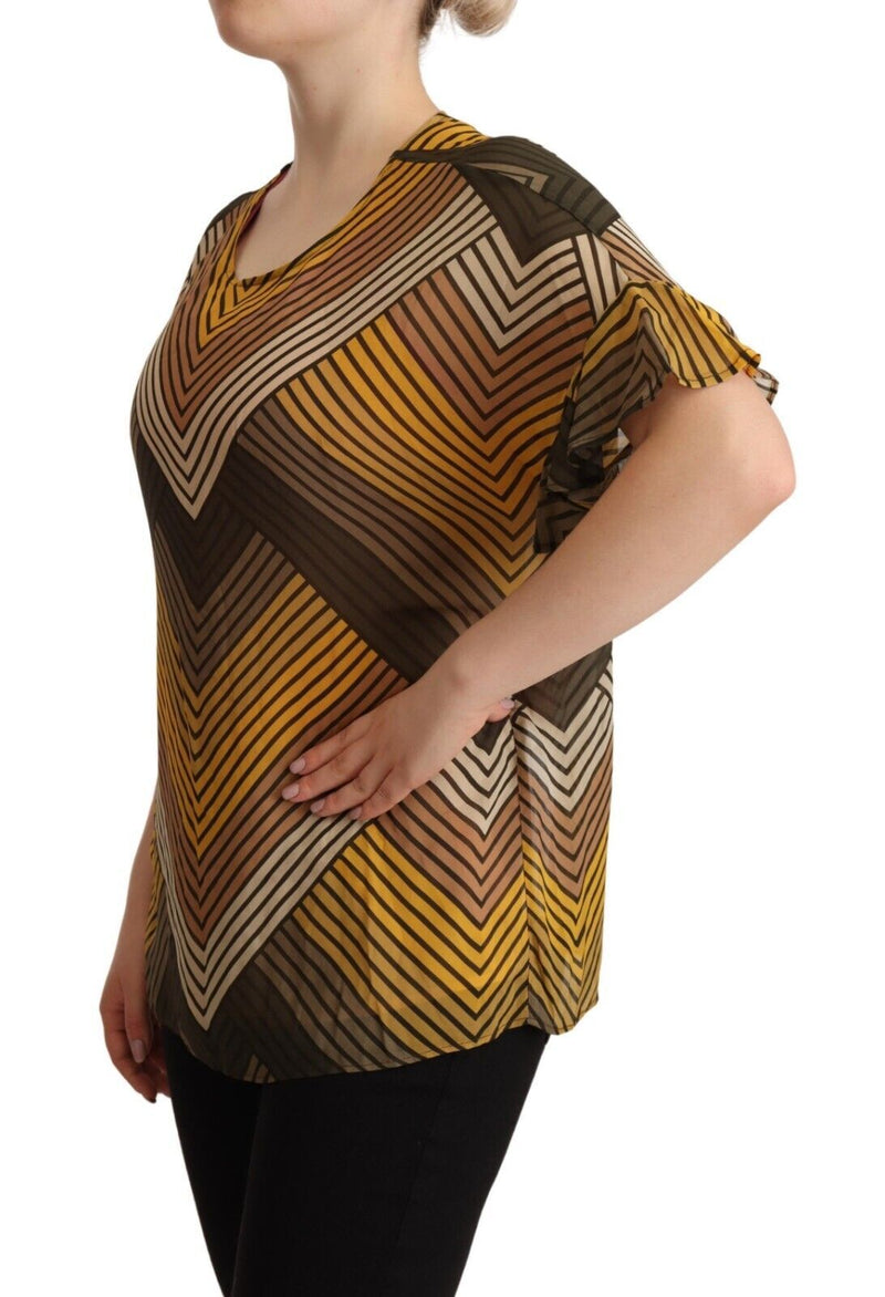 Chic Multicolor Striped Short Sleeve Blouse Twinset