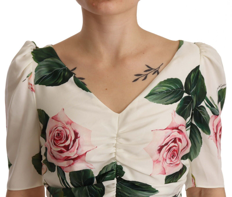 Elegant White Floral Sheath Dress Dolce & Gabbana