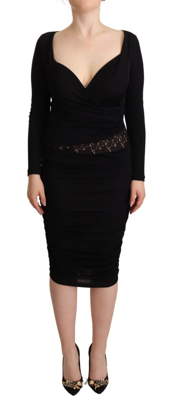 Elegant Black Sheath Dress with Sweetheart Neckline GF Ferre