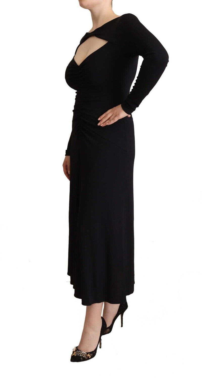 Elegant Black Nylon Stretch Maxi Dress PINKO