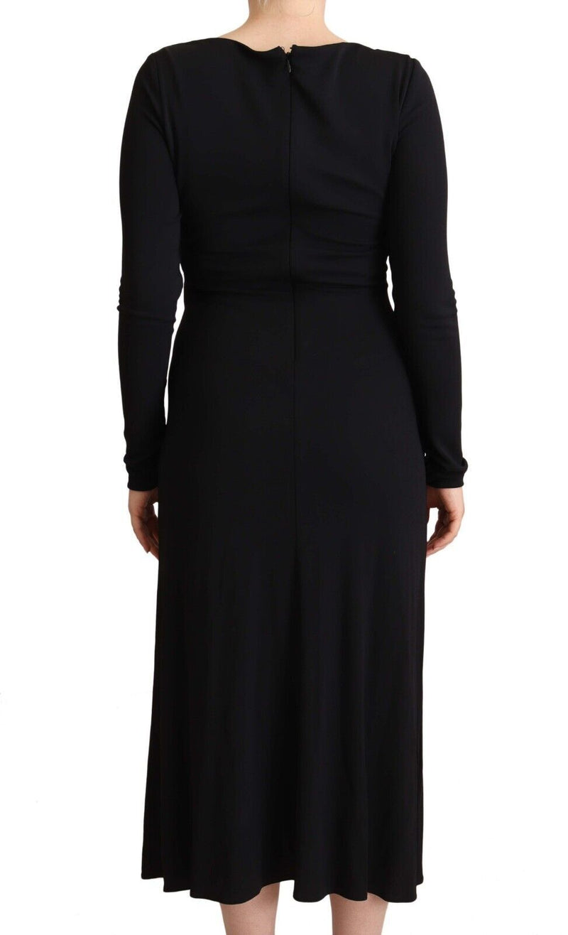 Elegant Black Nylon Stretch Maxi Dress PINKO
