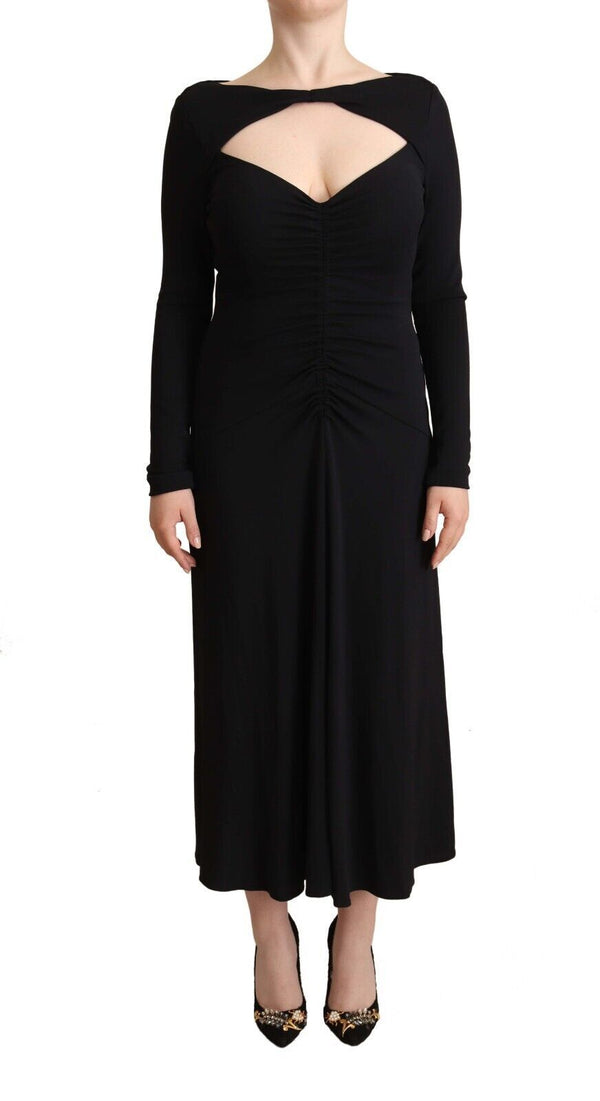 Elegant Black Nylon Stretch Maxi Dress PINKO