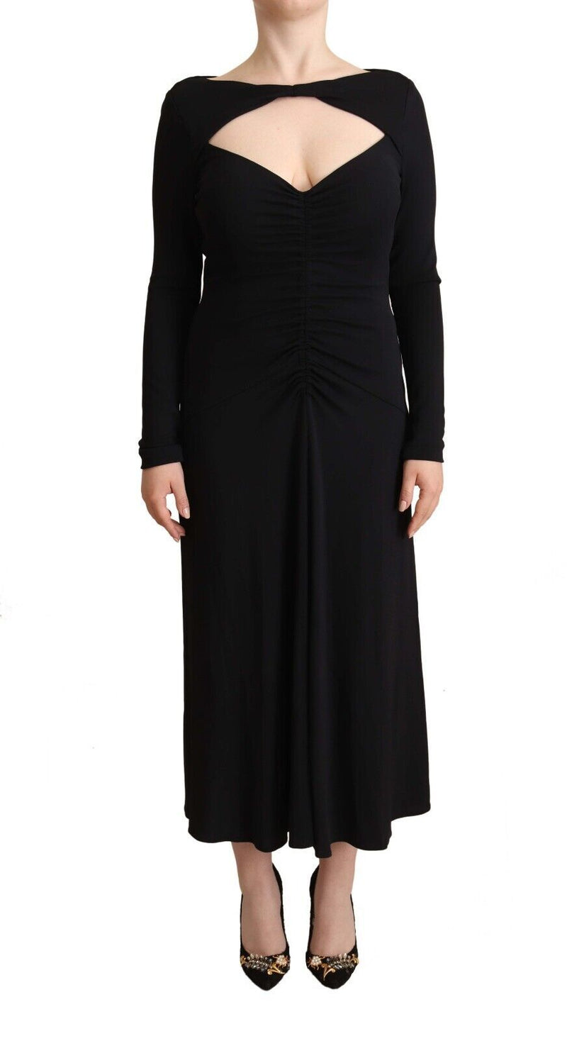 Elegant Black Nylon Stretch Maxi Dress PINKO