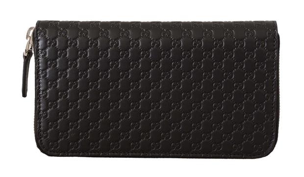 Elegant Black Leather Zip-Around Wallet Gucci