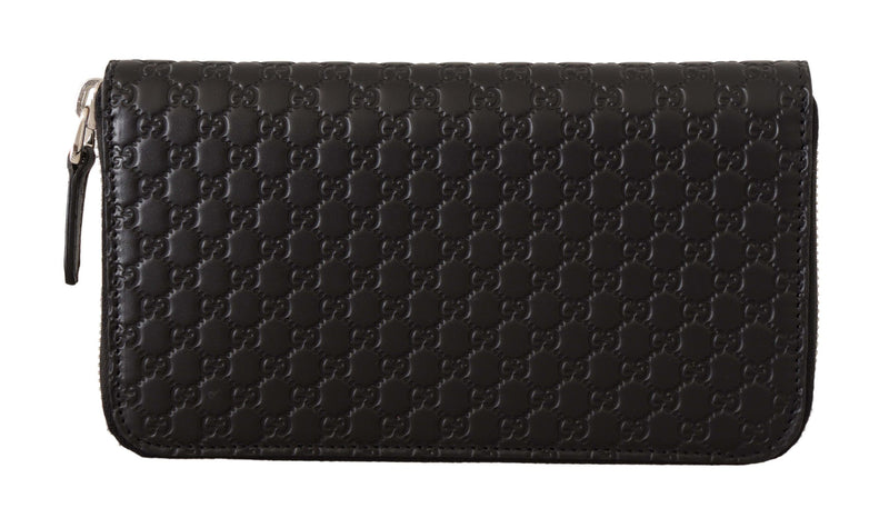 Elegant Black Leather Zip-Around Wallet Gucci