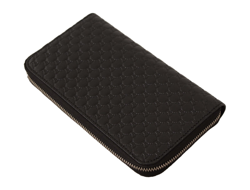 Elegant Black Leather Zip-Around Wallet Gucci