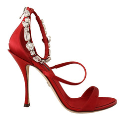 Red Crystal-Embellished Heel Sandals Dolce & Gabbana