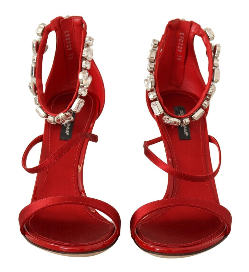 Red Crystal-Embellished Heel Sandals Dolce & Gabbana