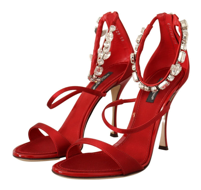 Red Crystal-Embellished Heel Sandals Dolce & Gabbana