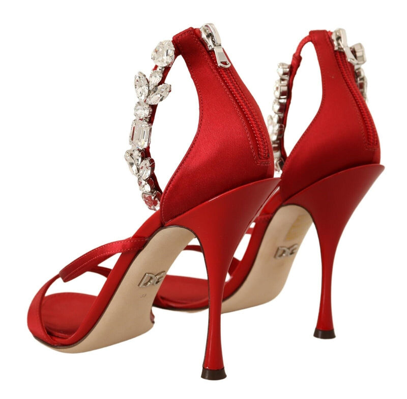 Red Crystal-Embellished Heel Sandals Dolce & Gabbana