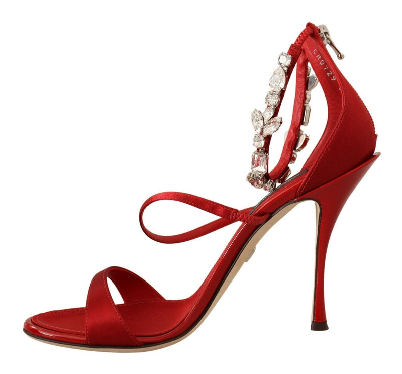 Red Crystal-Embellished Heel Sandals Dolce & Gabbana