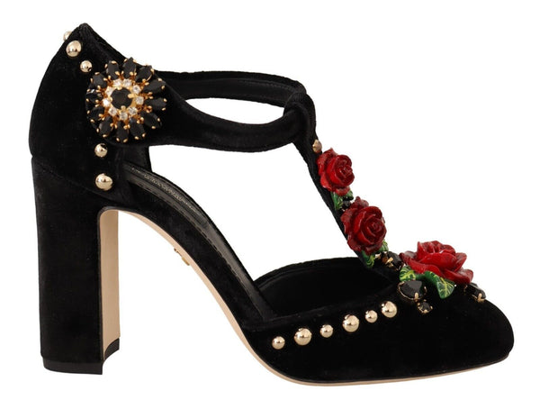 Elegant Velvet T-Strap Mary Jane Pumps Dolce & Gabbana