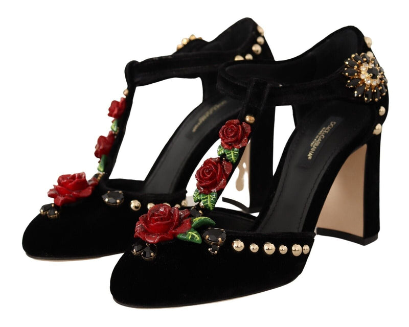 Elegant Velvet T-Strap Mary Jane Pumps Dolce & Gabbana