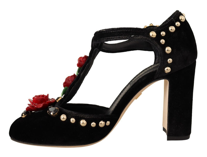 Elegant Velvet T-Strap Mary Jane Pumps Dolce & Gabbana