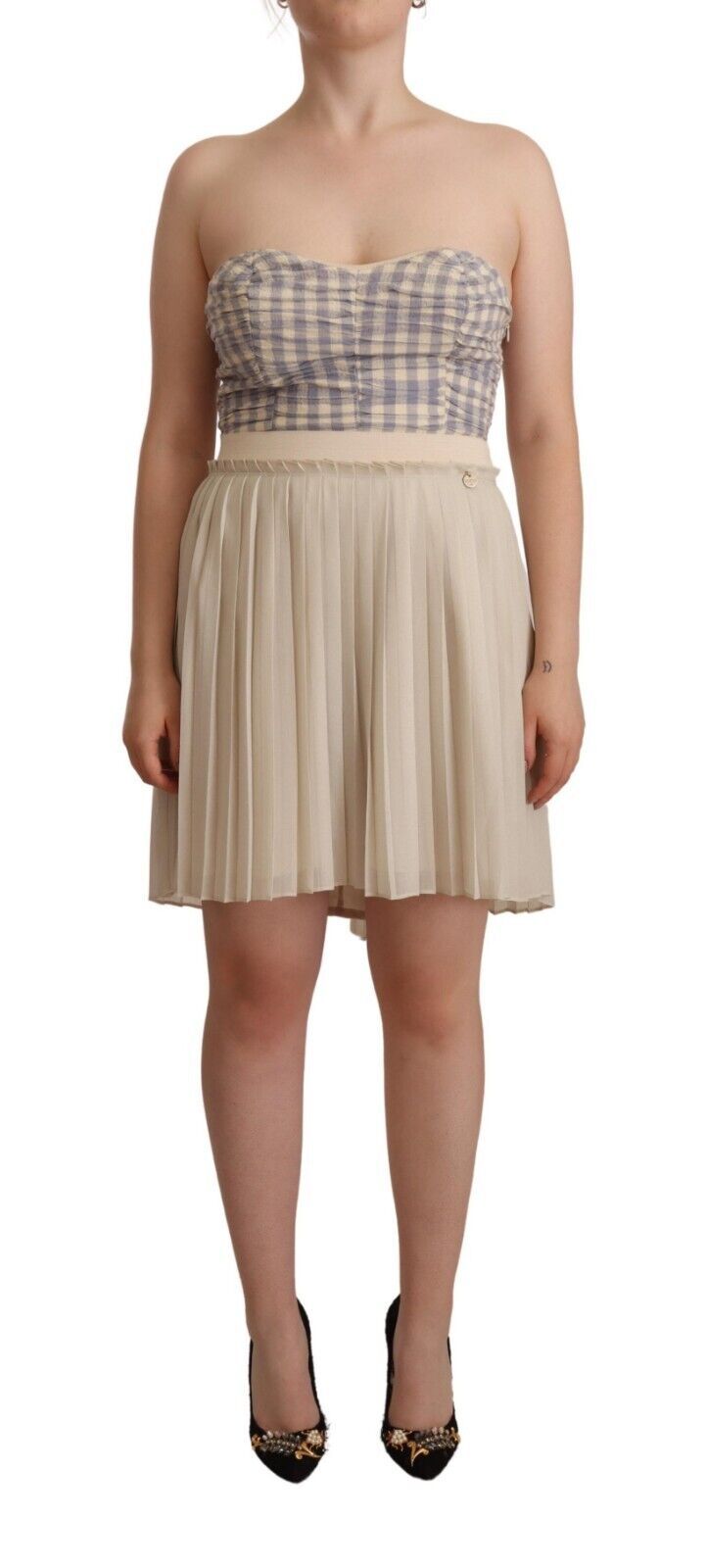 Chic Beige Strapless A-Line Dress Guess