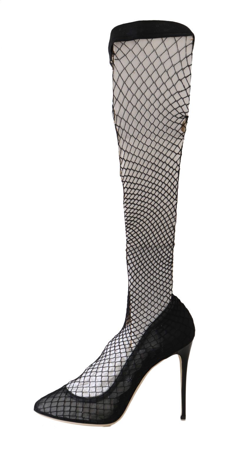 Elegant Netted Sock Pumps in Timeless Black Dolce & Gabbana