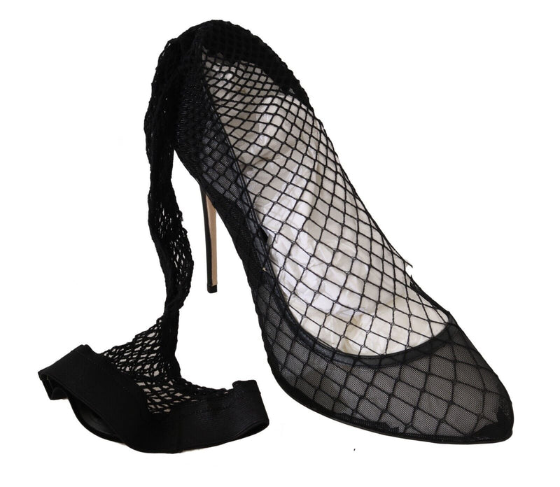 Elegant Netted Sock Pumps in Timeless Black Dolce & Gabbana