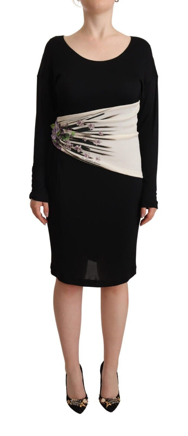 Elegant Sheath Long Sleeve Boat Neck Dress Roberto Cavalli