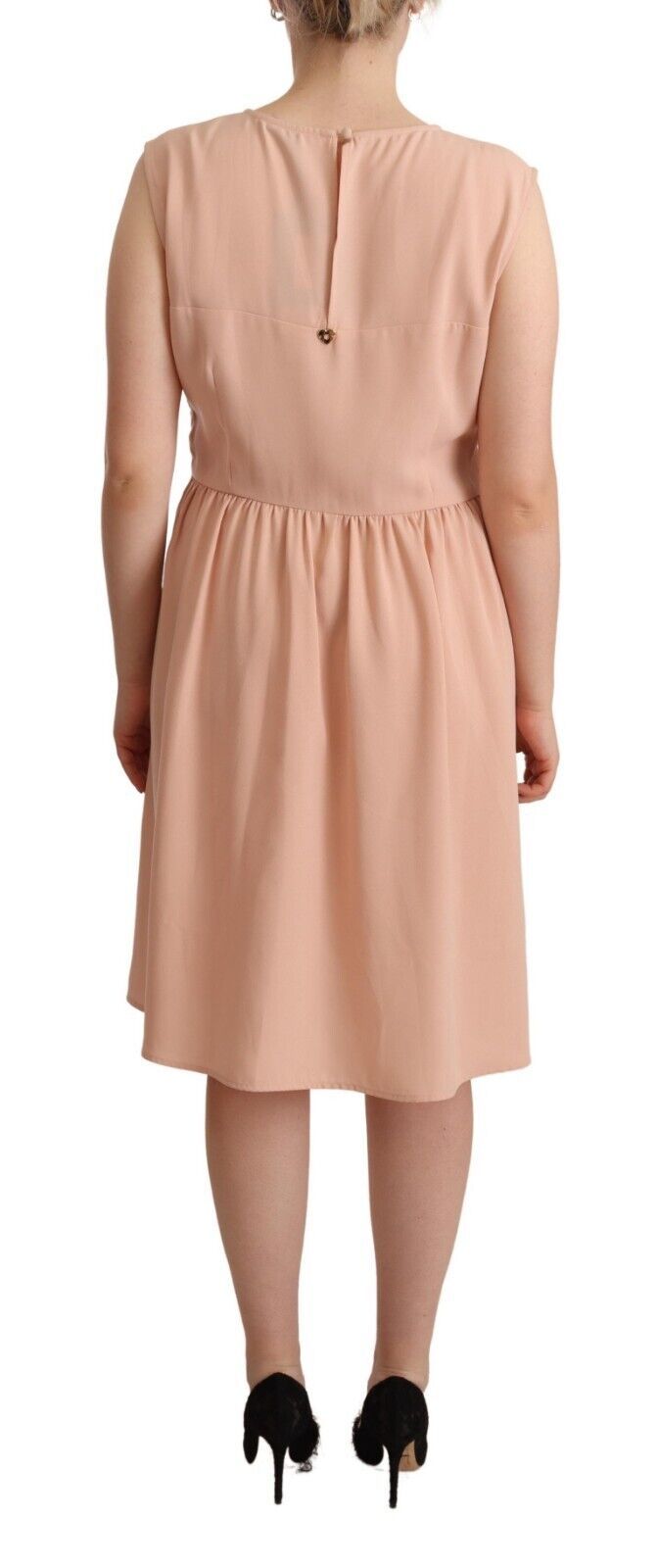 Elegant Beige Sleeveless Shift Dress Twinset
