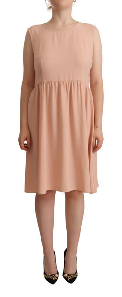 Elegant Beige Sleeveless Shift Dress Twinset