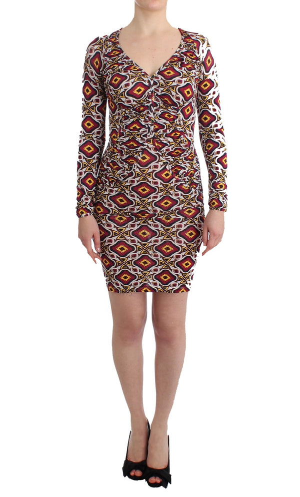 Chic Multicolor Cocktail V-Neck Dress GF Ferre