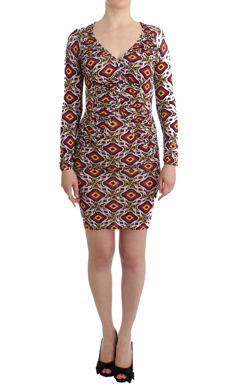 Chic Multicolor Cocktail V-Neck Dress GF Ferre