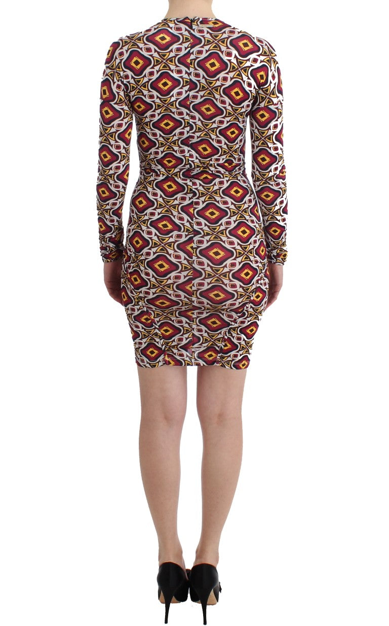 Chic Multicolor Cocktail V-Neck Dress GF Ferre