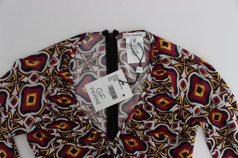 Chic Multicolor Cocktail V-Neck Dress GF Ferre