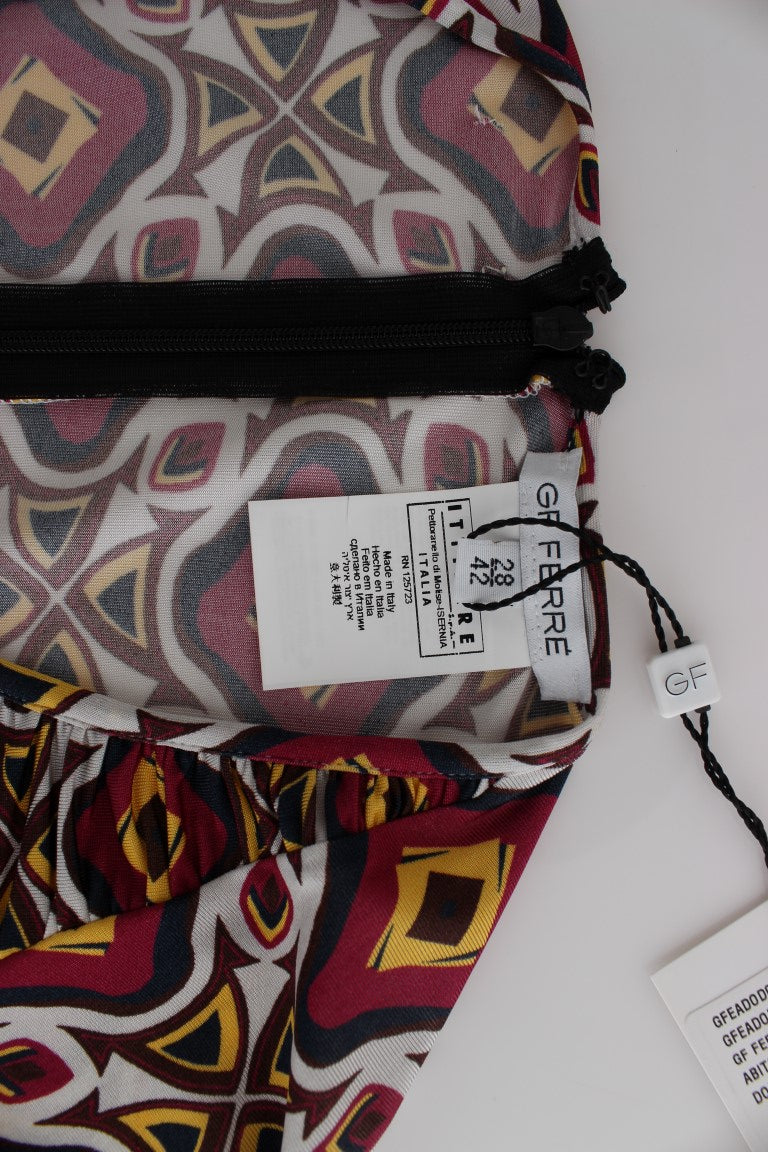 Chic Multicolor Cocktail V-Neck Dress GF Ferre