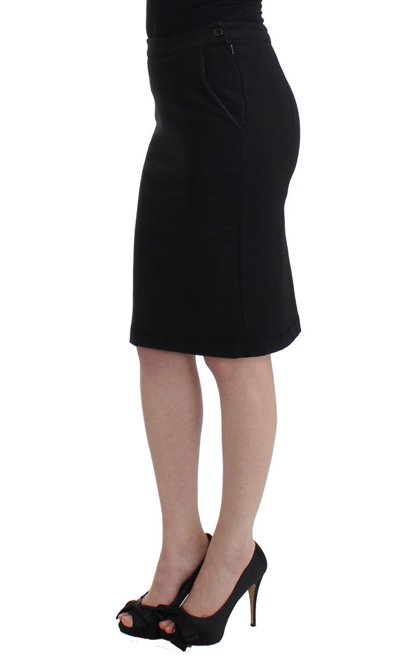 Chic Black Pencil Skirt Knee Length with Side Zip GF Ferre