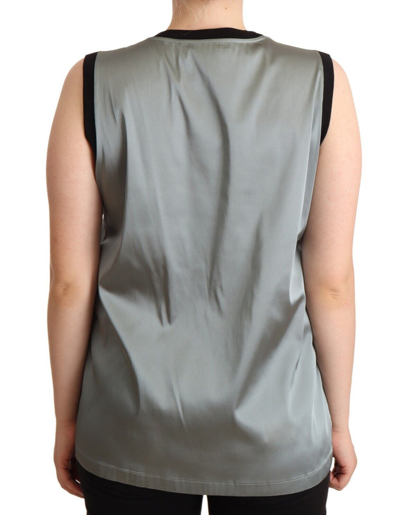 Elegant Silver Sleeveless Blouse Dolce & Gabbana