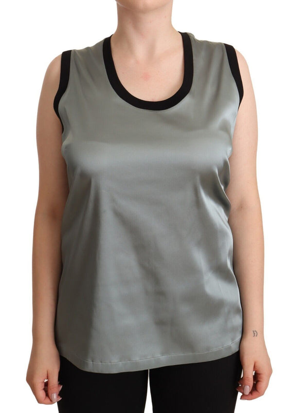 Elegant Silver Sleeveless Blouse Dolce & Gabbana