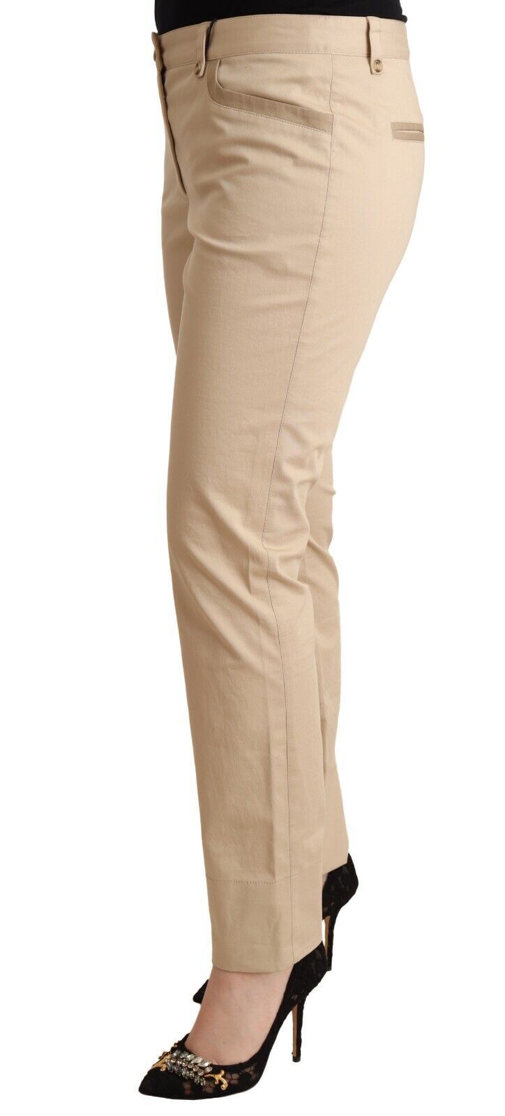 Elegant Beige Cotton Stretch Skinny Pants Dolce & Gabbana