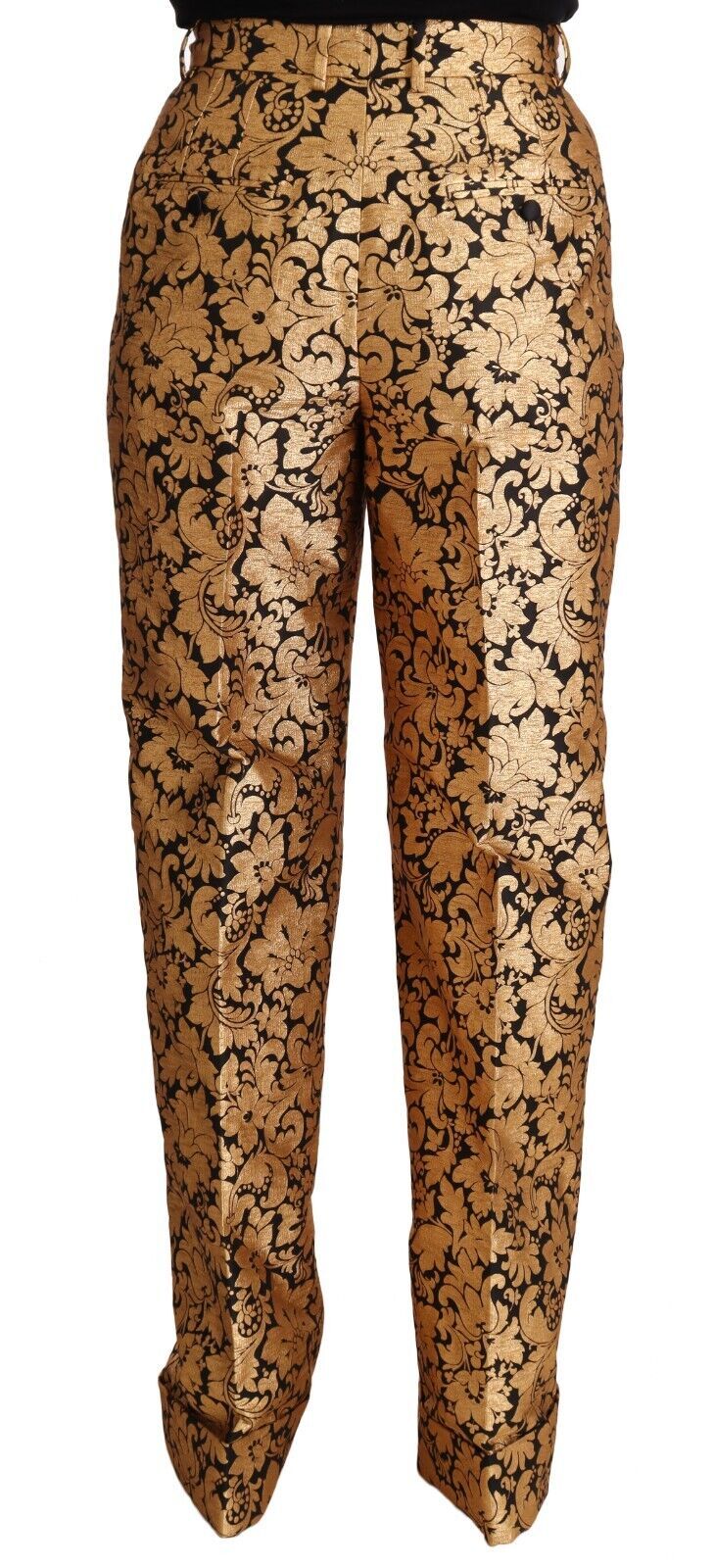 Elegant Floral Jacquard High Waist Trousers Dolce & Gabbana