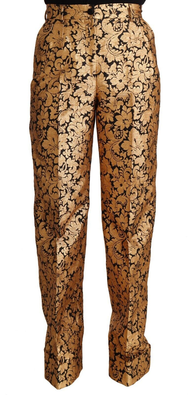 Elegant Floral Jacquard High Waist Trousers Dolce & Gabbana