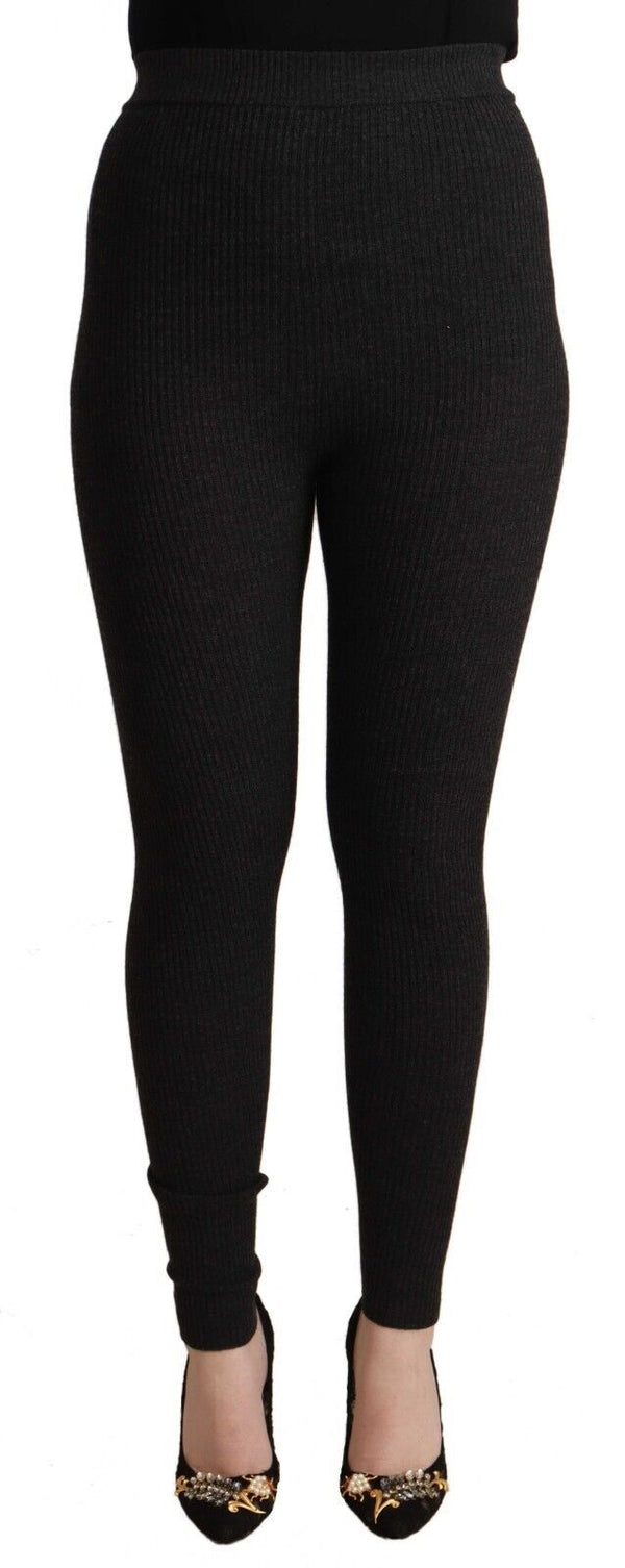 Elegant High-Waist Wool Tights Pants Dolce & Gabbana