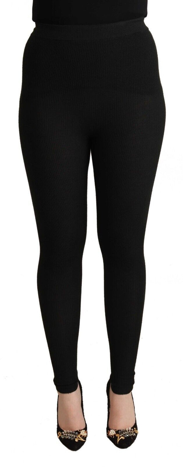 Elegant High Waist Cashmere-Silk Tights Pants Dolce & Gabbana