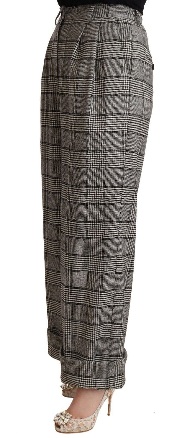 Elegant High Waist Straight Trousers In Grey Dolce & Gabbana