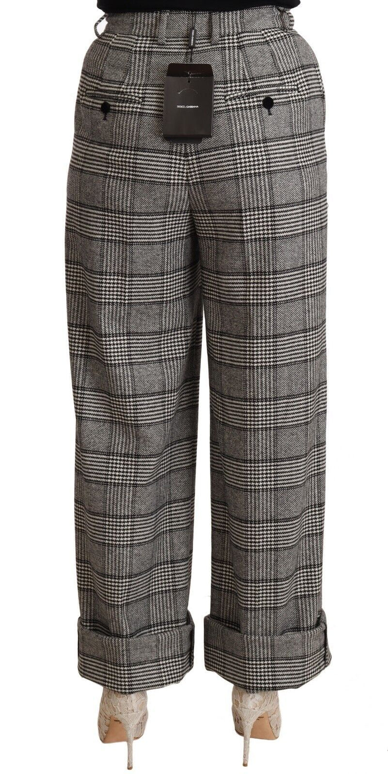 Elegant High Waist Straight Trousers In Grey Dolce & Gabbana