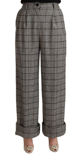 Elegant High Waist Straight Trousers In Grey Dolce & Gabbana