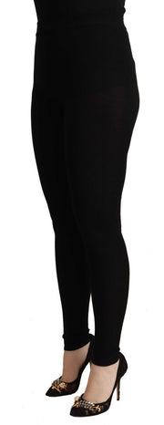 Black High Waist Cashmere Tights Pants Dolce & Gabbana