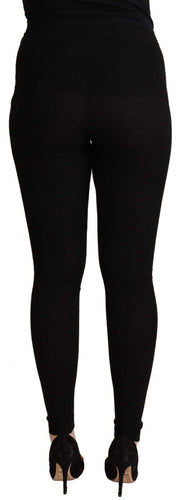 Black High Waist Cashmere Tights Pants Dolce & Gabbana