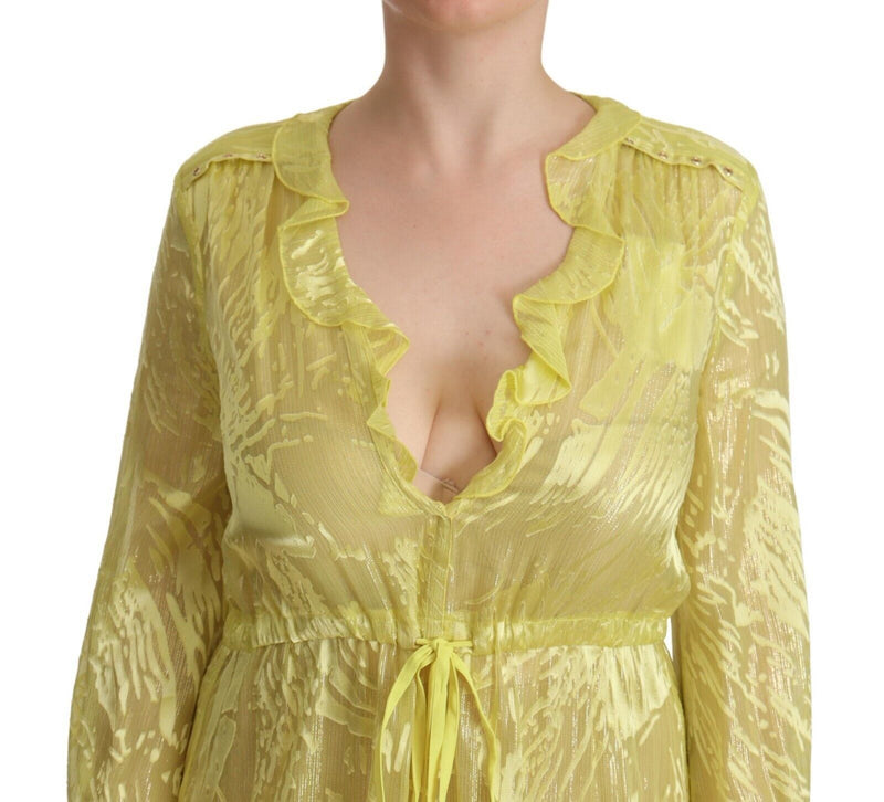 Sunshine Silk Blend Maxi Dress - Long Sleeves & Plunge Patrizia Pepe