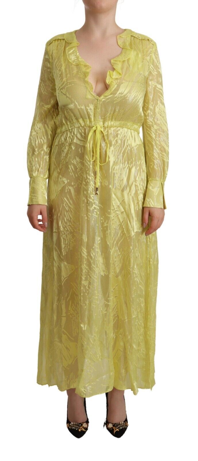 Sunshine Silk Blend Maxi Dress - Long Sleeves & Plunge Patrizia Pepe