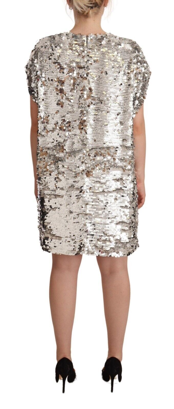 Elegant Sequined Boat Neck Mini Dress MSGM