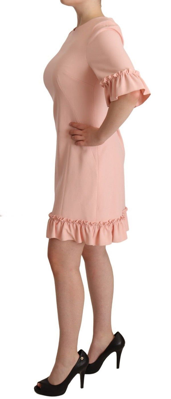 Ruffled Sleeve Sheath Dress in Pink Dolce & Gabbana