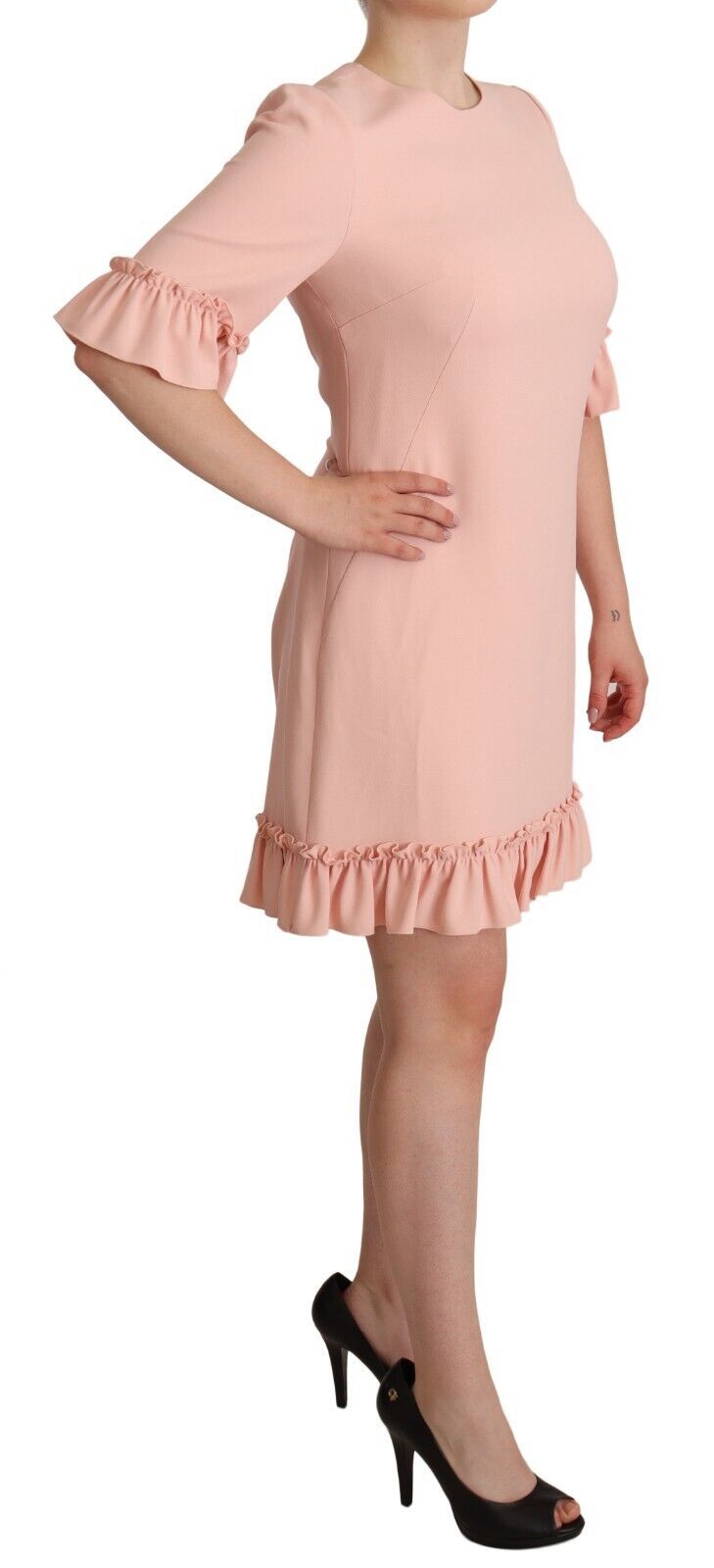 Ruffled Sleeve Sheath Dress in Pink Dolce & Gabbana