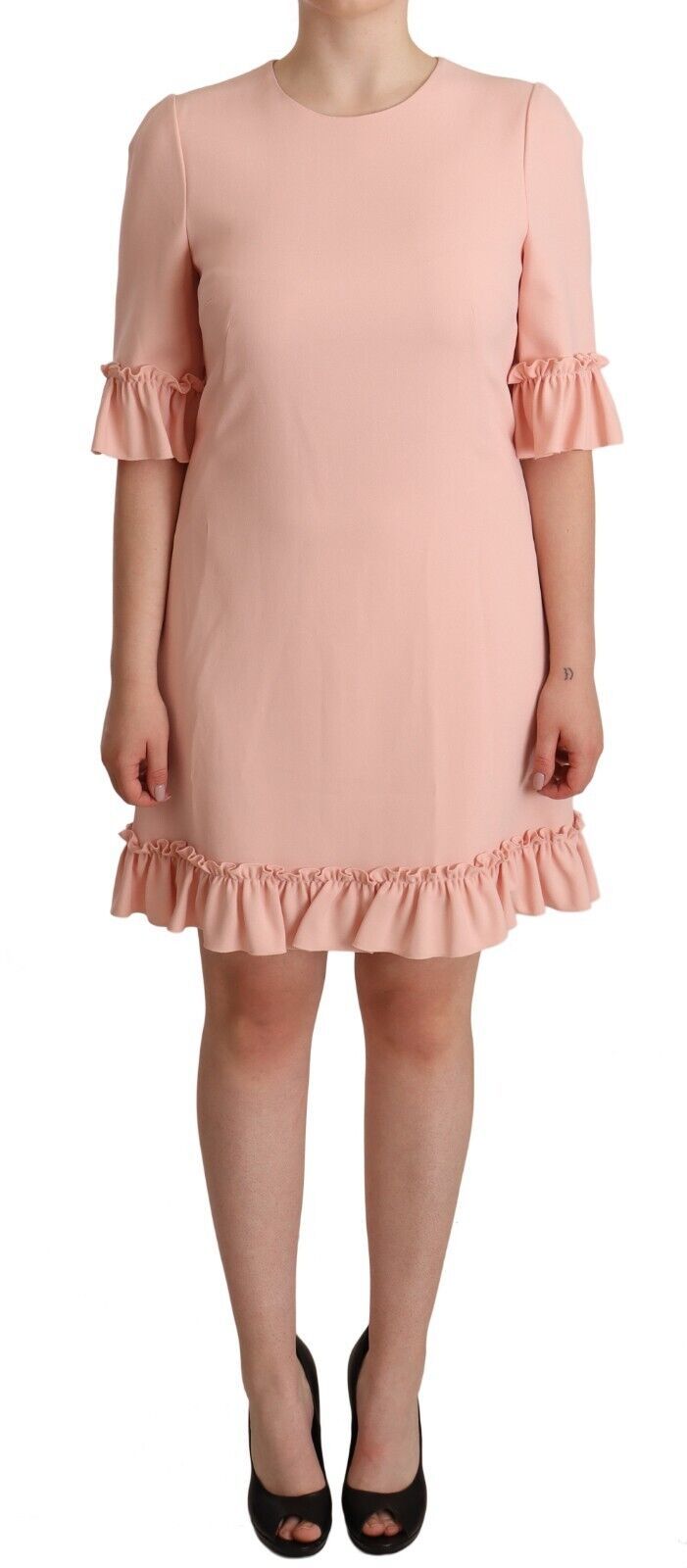 Ruffled Sleeve Sheath Dress in Pink Dolce & Gabbana