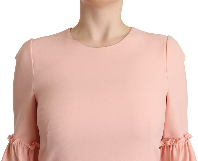 Ruffled Sleeve Sheath Dress in Pink Dolce & Gabbana