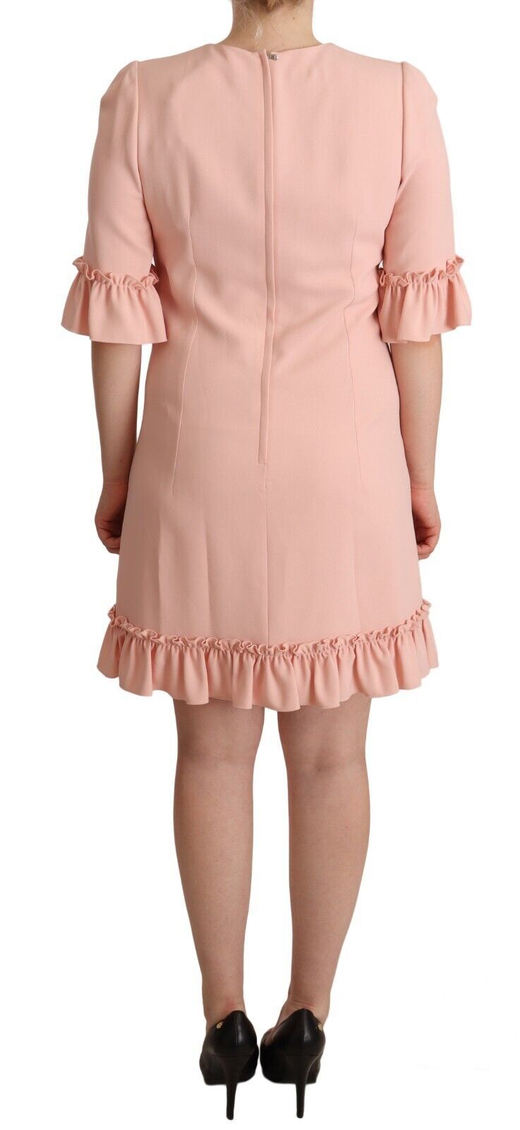 Ruffled Sleeve Sheath Dress in Pink Dolce & Gabbana